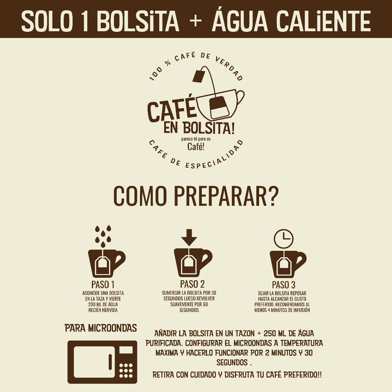 Café en bolsitas. Contiene 20 saquitos